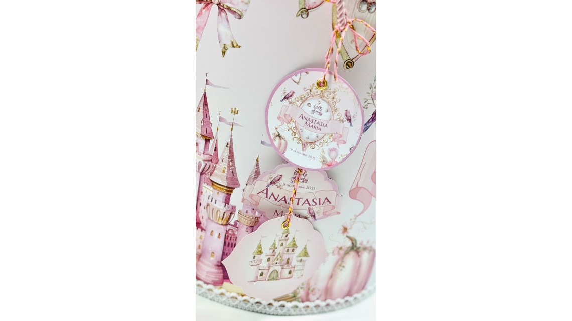 Trusou botez Princess Pink tematică prințesă, elegant și brodat 13